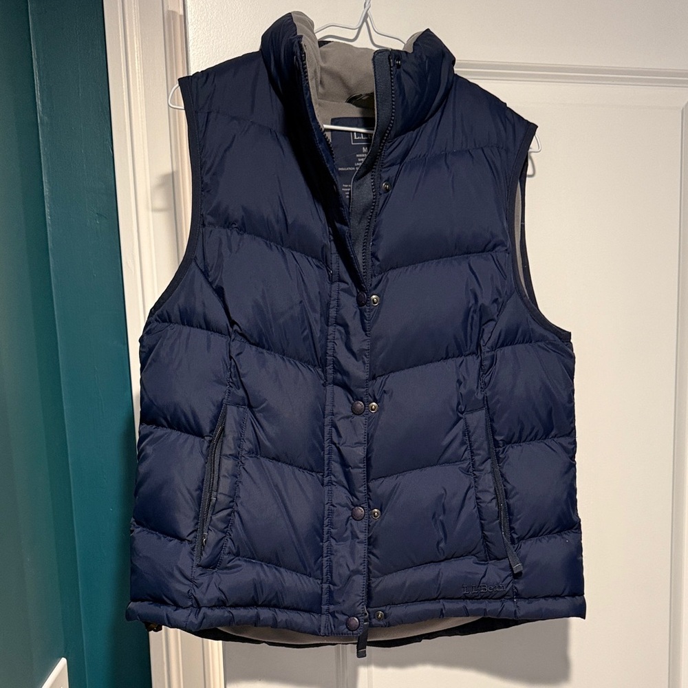 LL Bean blue puffy vest - women’s medium